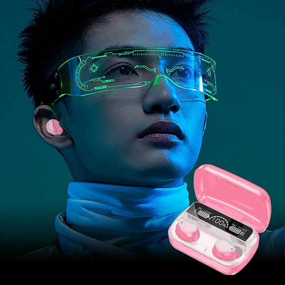 Wzzjkit Ear Buds, Wireless Earbuds Digital Display Large Capacity Bluetooth 5.2 Wireless Headset Intelligent Noise Reduction Headset with LED Flashlight for Outdoor Running Hunting Hiking