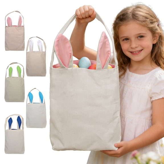Wzzjkit Easter Basket Easter Decor Rabbits Tassel Bag Easter Egg Storage Tote Easter Baskets for Kids