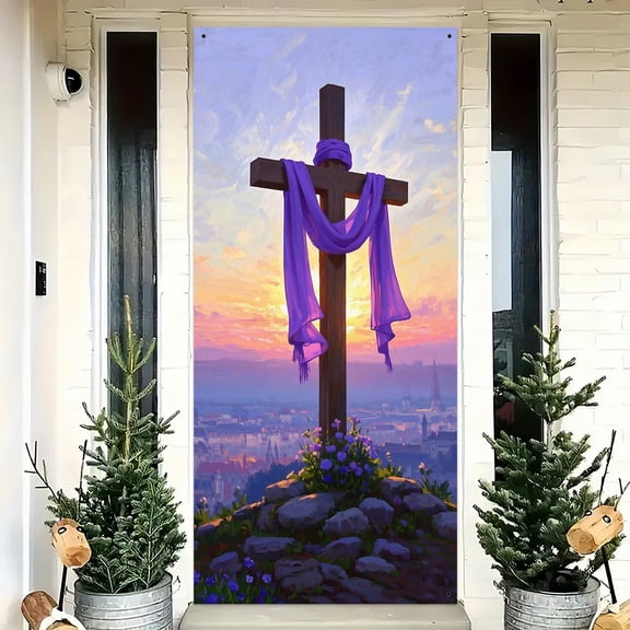 Wzzjkit Easter Decorations 35x71in Easter Door Festival Party Decoration Door Hanging Door Cover Decoration Polyester