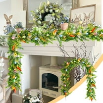 Wzzjkit Easter Garland Easter Decorations Easter Vines with Colored Eggs and Carrots for Home Front Door Patio Porches Party Birthday Spring Holiday Decoration