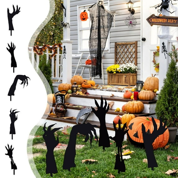 Wzzjkit Halloween Black Hands Yard Signs, Acrylic Scary Hand Shaped Sign with Stakes, Halloween Decorations Garden Stakes for Outdoor Yard Lawns Garden