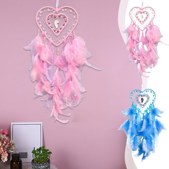 Wzzjkit Large Dream Catchers for Girls Room Decor, Colorful Heart Shaped Dream Catchers Wall Decor Handwork Hanging Ornament for Living Room Dorm Decor Hippie Gifts, Dreamcatcher