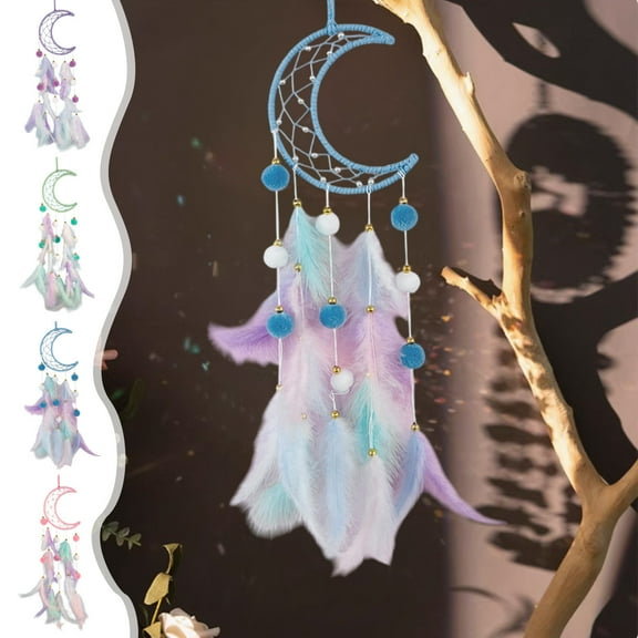 Wzzjkit Large Dream Catchers for Girls Room Decor, Crescent Shaped Dream Catchers Wall Decor Handwork Hanging Ornament for Living Room Dorm Decor Hippie Gifts, Dreamcatcher