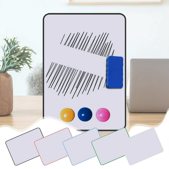 Wzzjkit Magnetic White Board 12x9in Double-sided Whiteboard, Hanging Whiteboards for Door, Office, Home, Dorm, Cork Board for Teachers/Students/Family