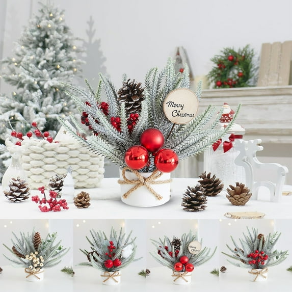 Wzzjkit Mini Christmas Tree Christmas Decorations Desktop Artificial Christmas Trees for Holiday, Fireplace, Mantle, Window, Indoor, Outdoor Decor