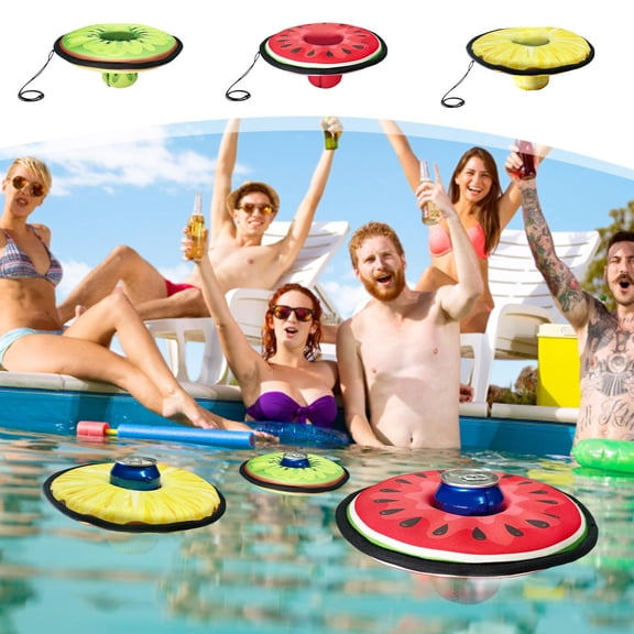 Wzzjkit Neoprene Floating Can Cooler 9x9 Inch, Pool Drink Holder for Beach, Floating Drink Buoyant Cup Holder with Lanyard, Summer Party Supplies, Green