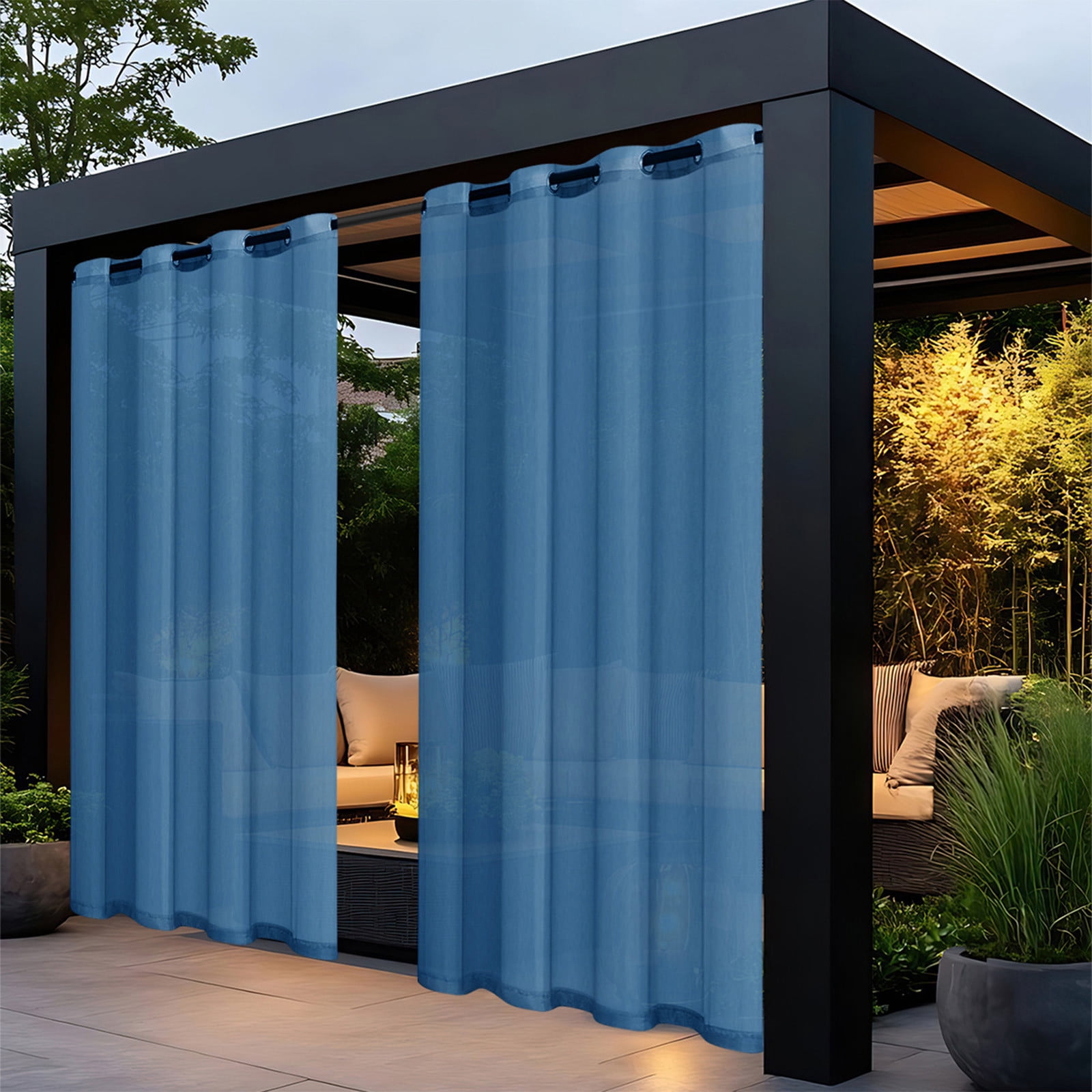 Wzzjkit Outdoor Curtains for Patio Waterproof, Thick Rainproof Gazebo ...