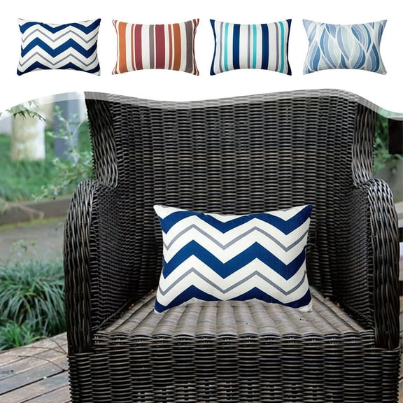 Wzzjkit Outdoor/Indoor Waterproof Throw Pillows, Rectangle Decorative Throw Pillows, 11x16in Striped Printed Couch Pillows for Bed, Sofa and Patio Furniture (No Insert)