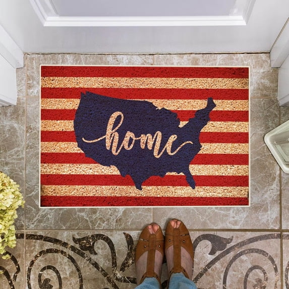 Wzzjkit Patriotic Door Mat 4th of July Doormat Independence Day Decoration Red White and Blue Welcome Mat Non Slip Rubber Backing Outdoor Indoor Entryway Floor Mats Home Festival Decor