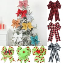 Wzzjkit Red Green Christmas Bows, Large Christmas Wreaths Bows for Tree Gift Wrapping Garland, Christmas Decoration Holiday Party Crafts Xmas Tree Ribbon Ornaments