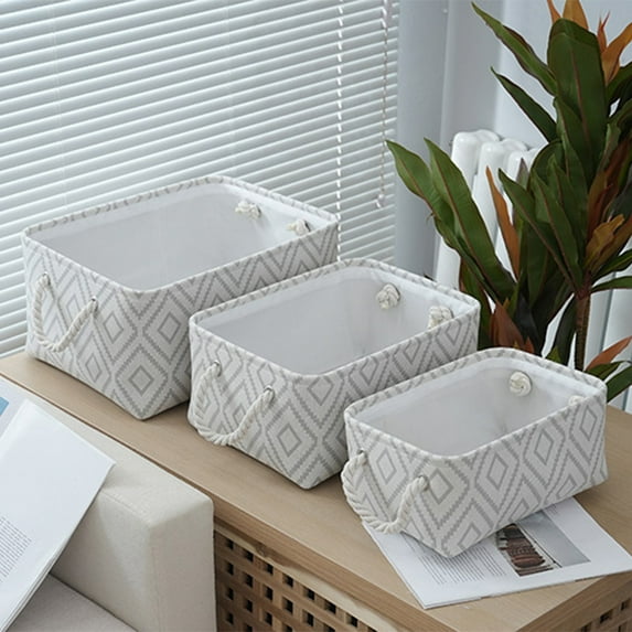 Wzzjkit Storage Basket, Rectangle Woven Baskets for Storage, Nursery Blanket Basket Living Room, Toy Basket with Handle, Foldable Baskets for Organizing