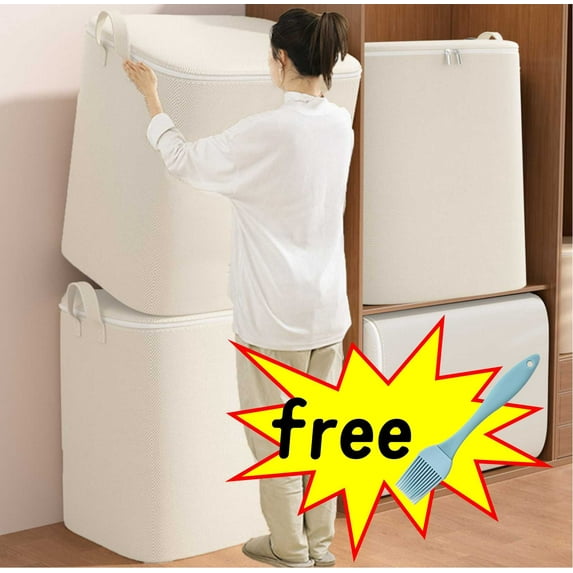 Wzzjkit Closet Storage Bins, Heavy Duty Clothing Storage Bags with Reinforced Handles, Extra Large Storage Bags for Clothes, Thickened Double Zipper for Space Saving Travel