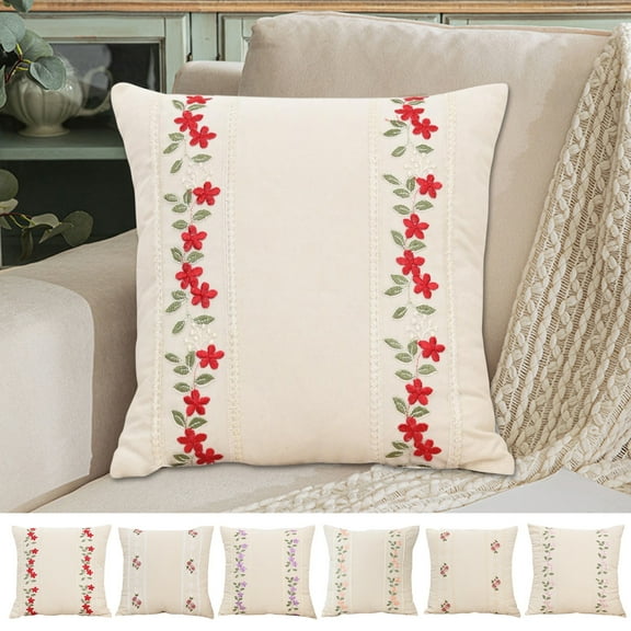 Wzzjkit Throw Pillow Covers 18x18, Embroidered Decorative Pillow Covers, Lumbar Support Holiday Gifts Couch Pillow Covers for Bed, Sofa and Patio Furniture