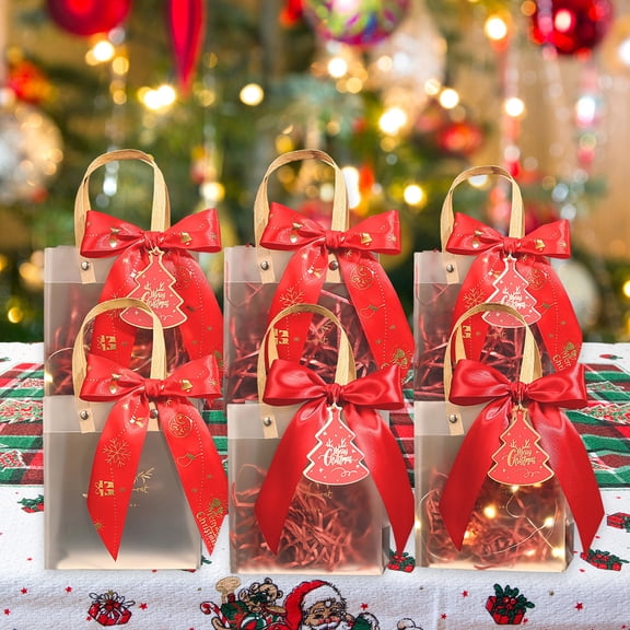 Wzzjkit Valentines Day Gift Bags Love Tote Bag with Clear Window Bow Treat Goodies Bag for Wedding Holiday Party Gift Giving Classroom Exchange Prizes