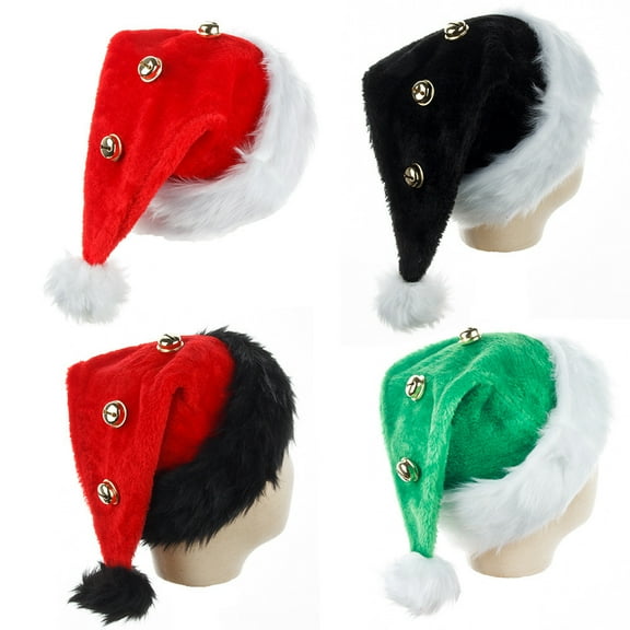 Wzzjkit Velvet Santa Hat for Adults, Unisex Velvet Comfort Christmas Hat for Festive Party Christmas Supplies, Large Santa Hats