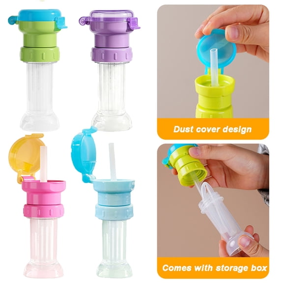 Wzzjkit Water Bottle Straw Cap 2 Pack, Anti Choking Straw Lid with Storage Box, Universal Conversion Cap for Standard Bottles, Leak Proof Portable Drinking Spout for Adults Travel Sports