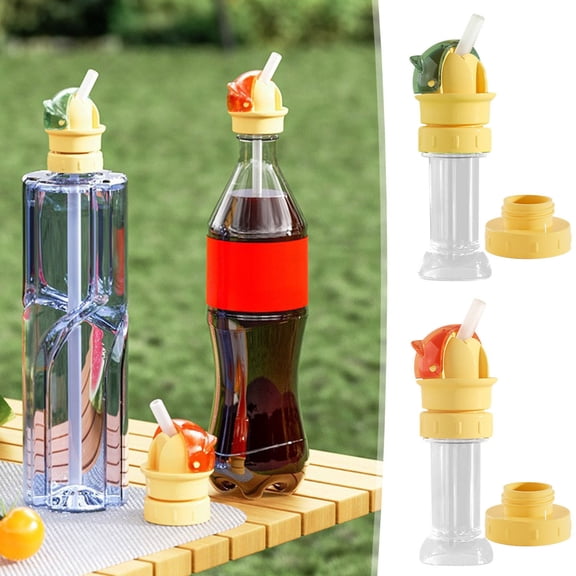 Wzzjkit Water Bottle Straw Cap 2 Pack, Universal Replacement Lid with Soft Silicone Straw, Leak Proof Conversion Cap for Standard Bottles, Portable Sippy Cup Lid for Sports Travel
