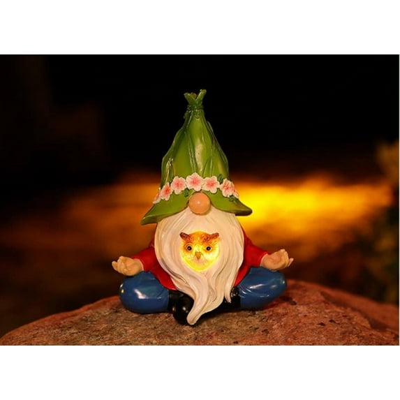 Wzzjkit White Bearded Garden Gnomes Solar Light Collectible Figurines Miniature Resin Garden Statues for Patio, Lawns Ornament, Gardening Gifts for Housewarming, Garden Gnomes Outdoor