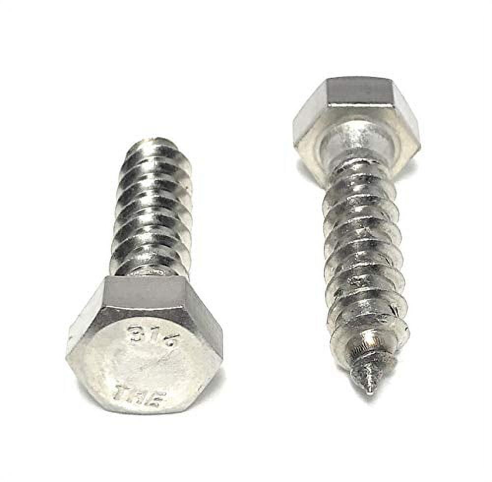 X 11/2" 316 Stainless Steel Hex Head Lag Bolts Lag Screws Marine Grade