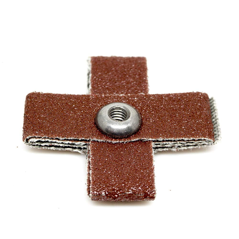 X 1/2" Aluminum Oxide Abrasive Cross Pads With 8/32" Threaded Arbor For