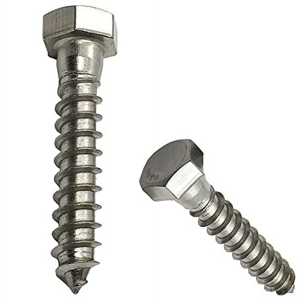 X 1.5" 304 Grade Stainless Steel Lag s, Hex Head Fasteners, Stainless