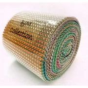 X 10 Yards 24 Rows Rainbow Multi Color Rhinestone Mesh Wrap For Wedding, Party, And Events Decoration