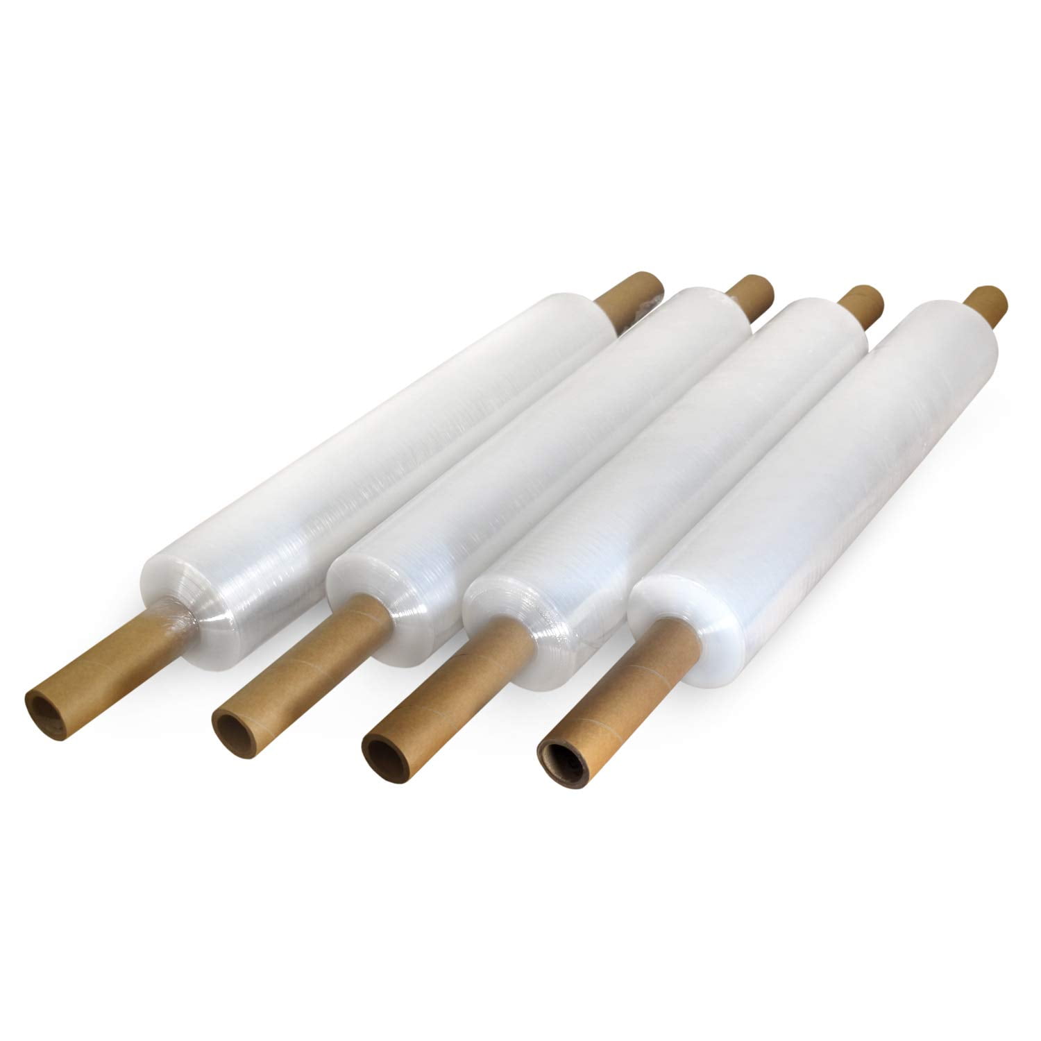 X 1000' Hand Stretch Wrap Roll Of 80 Gauge With Extended Cardboard Handles (4 Rolls) Extra