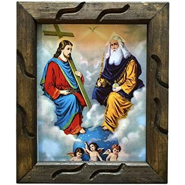 X 11" Holy Rustic Wood Picture Wall Art Frame Santisima Trinidad Cuadro