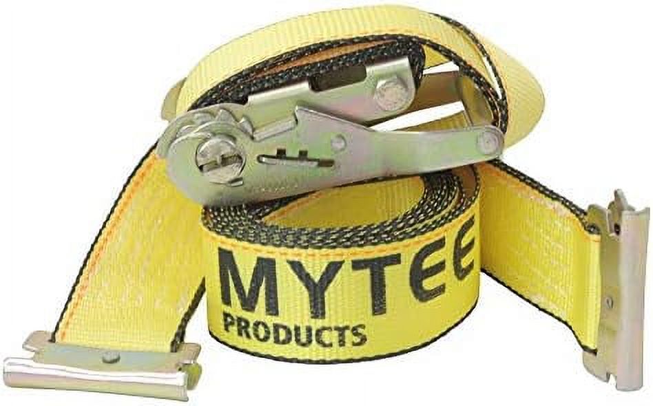 X 12' E Track Ratchet Straps With Spring EFittings, 4000 Lbs Yellow