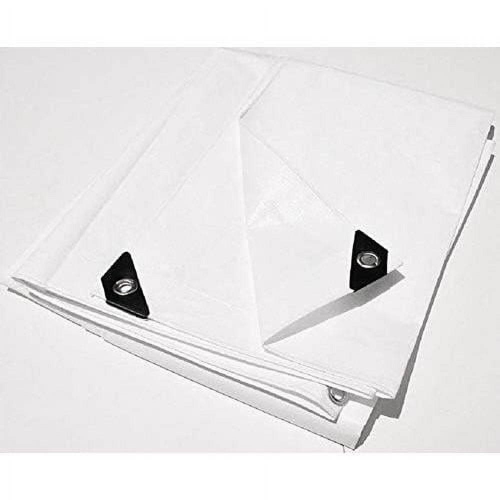 X 12' White Heavy Duty Waterproof 12 Mil Tarp With Grommets (Finished