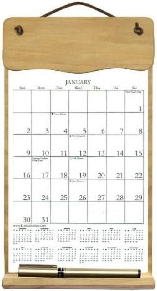 X 12" Wooden Refillable Calendar Holder Filled With A 2024 Calendar And