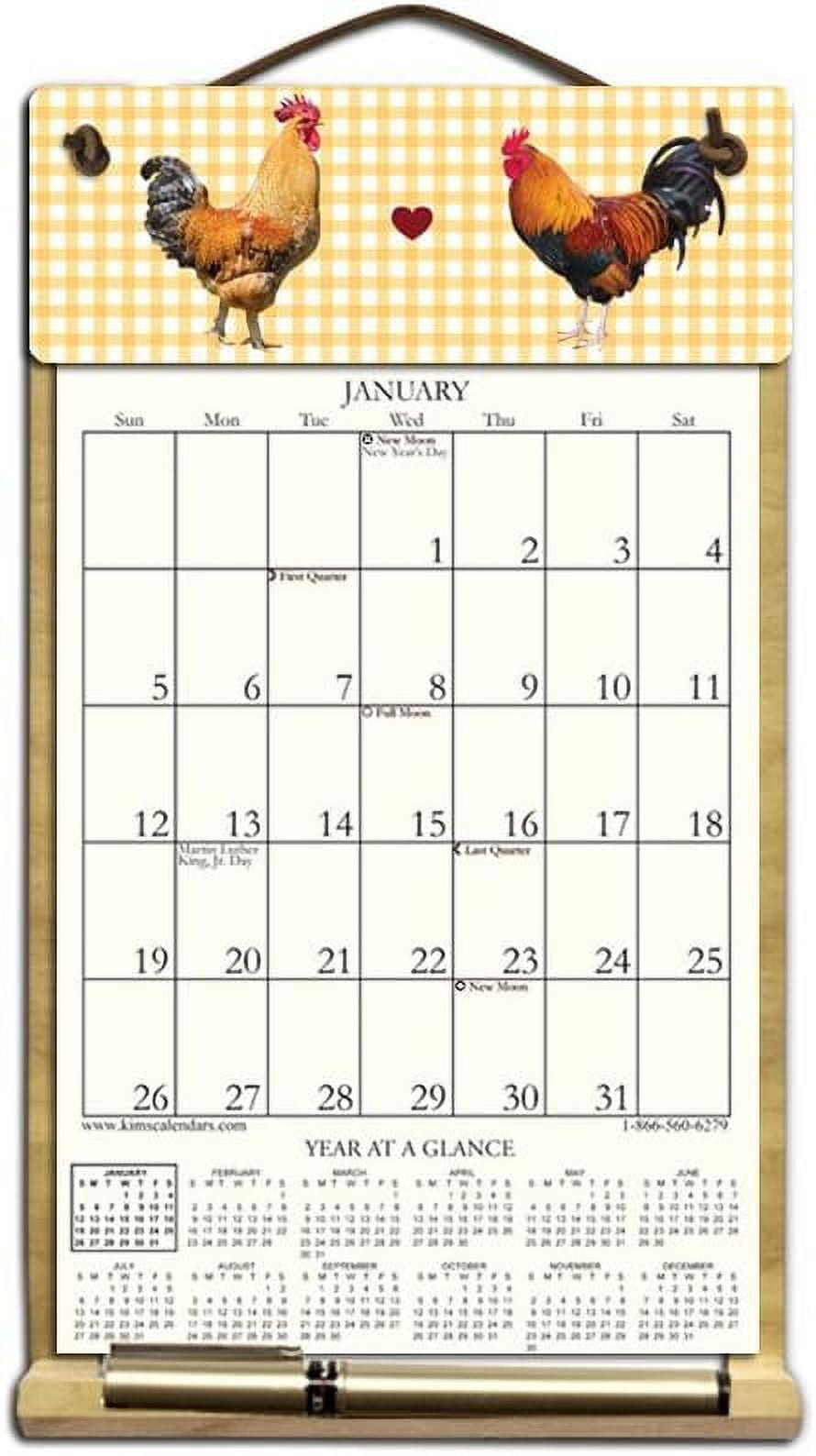 X 12" Wooden Refillable Calendar Holder Filled With A 2024 Calendar And