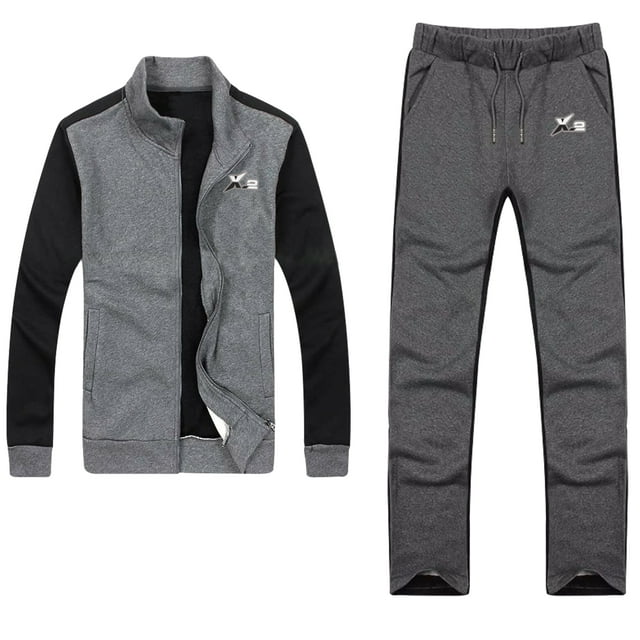 X2 Men Athletic Tracksuits 2 Pieces Set Running Jogging Sweatsuit Full