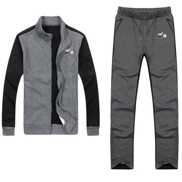 Men's Tracksuits 2 Pieces Full Zip Athletic Gym Jogging Sweatsuits, Purple, X-Large