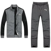 X-2 Men Athletic Tracksuits 2 Pieces Set Running Jogging Sweatsuit Full Zip Sports Set Char XXL