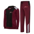 thumbnail image 1 of X-2 Men Track Suits 2 Pieces Set Full Zip Sweatsuit Men Hooded Tracksuit Athletic Sports Set Black-Maroon M, 1 of 6