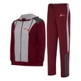 thumbnail image 1 of X-2 Men Track Suits 2 Pieces Set Full Zip Sweatsuit Men Hooded Tracksuit Athletic Sports Set Gray-Maroon XL, 1 of 6