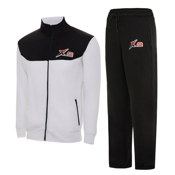 X-2 Men Tracksuits 2 Pieces Set Jogging Athletic Sports Set Black White XXXL