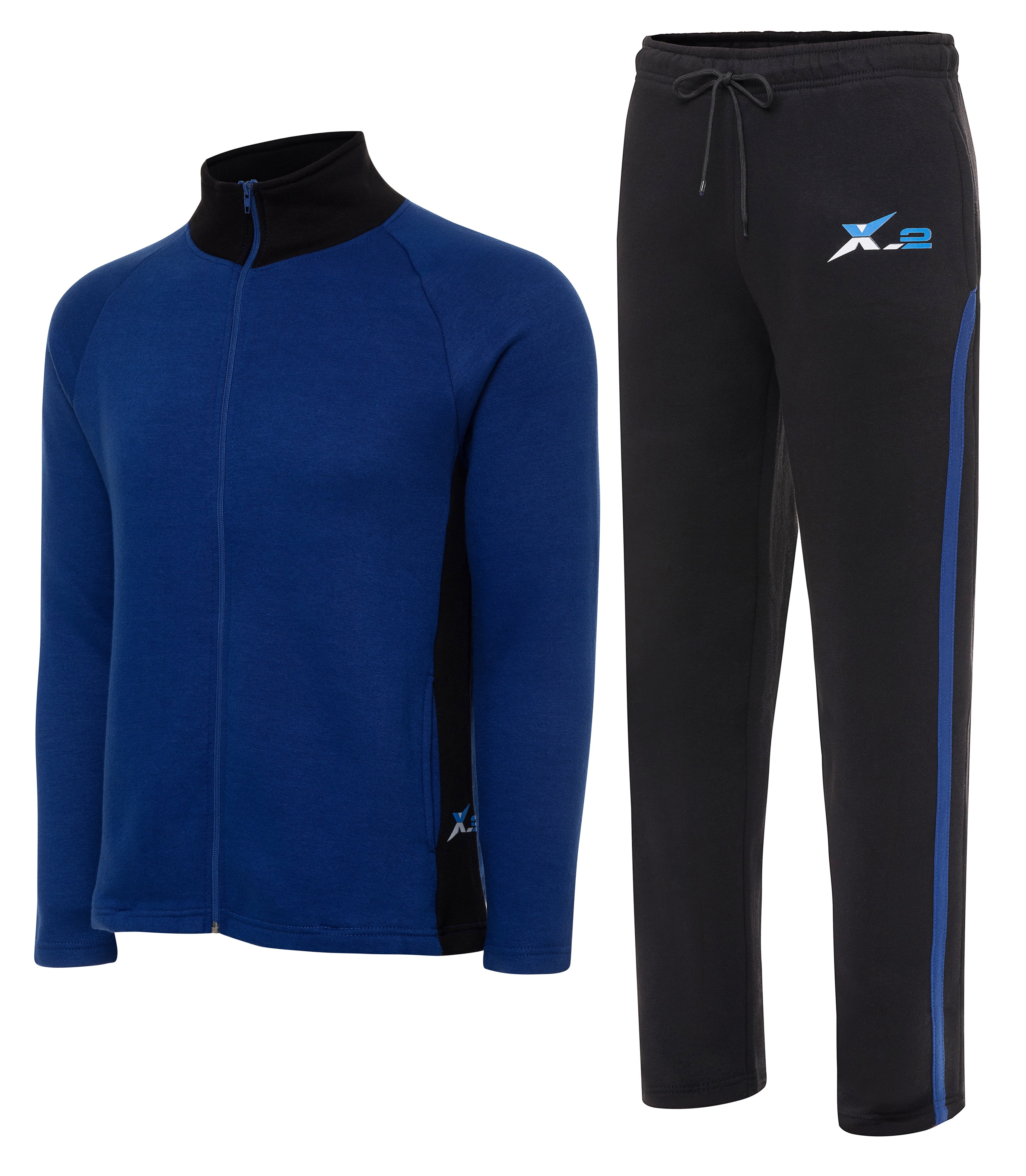 X2 Men Tracksuits 2 Pieces Set Jogging Athletic Sports Set Blue Black