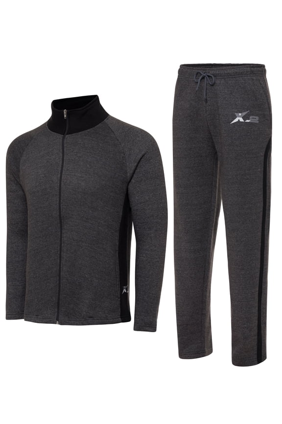 Men Tracksuits 2 Pieces Set Jogging Athletic Sports Set Char Black Size 3XL