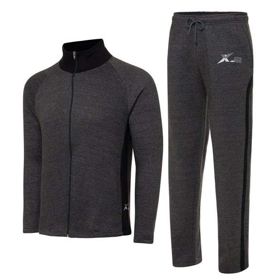 X-2 Men Tracksuits 2 Pieces Set Jogging Athletic Sports Set Char Black Size M