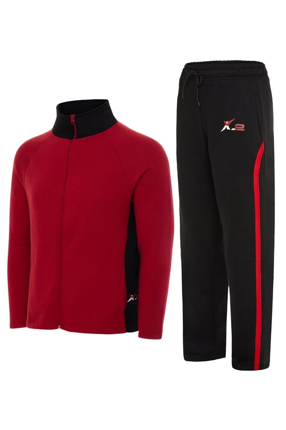 Men Tracksuits 2 Pieces Set Jogging Athletic Sports Set Red Black Size S