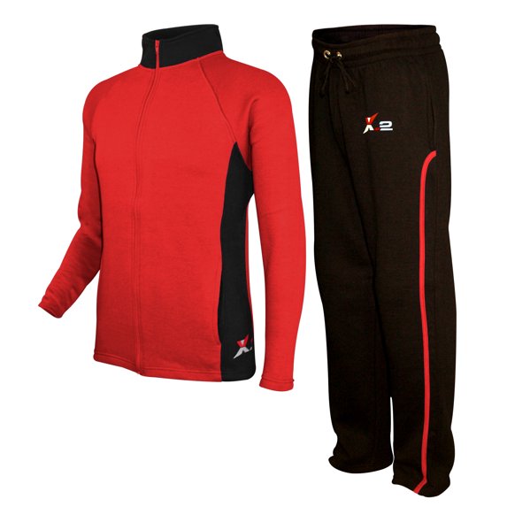 X-2 Men Tracksuits 2 Pieces Set Jogging Athletic Sports Set Red Black Size XL