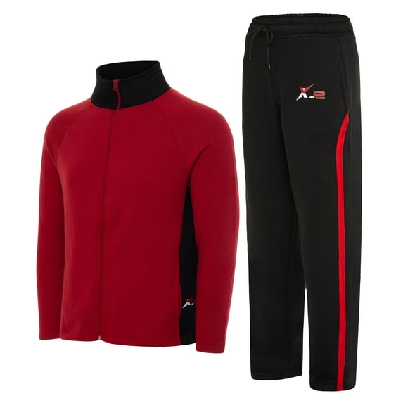 X-2 Men Tracksuits 2 Pieces Set Jogging Athletic Sports Set Red Black Size XXL
