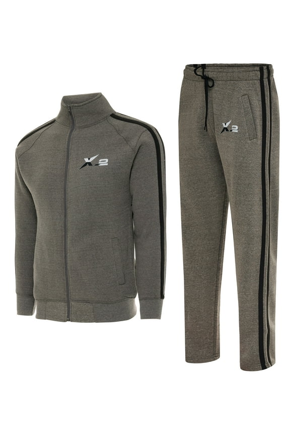 Men Tracksuits 2 Pieces Set Running Jogging Sweatsuit Full Zip Sweatsuit Athletic Sports Set Gray 2Pipe 3X-Large