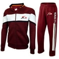 thumbnail image 1 of X-2 Mens Full Zip Fleece Tracksuit Jogging Sweatsuit Activewear White Maroon Medium, 1 of 2