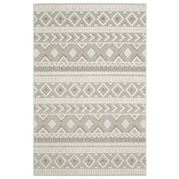 Woven Trends Venus - TAN06 - Eclectic Global Style, Southwestern Tribal Pattern, Stain Resitant, Living Room, Dining Room, Office, Low Pile Polypropylene Area Rug in Grey - 3' x 5'