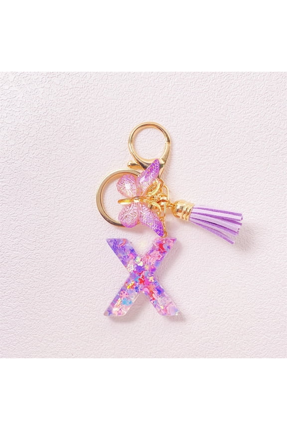 X 26 Letters Alphabet Keychain Plastic Custom Initial Charm For Bag Backpack X
