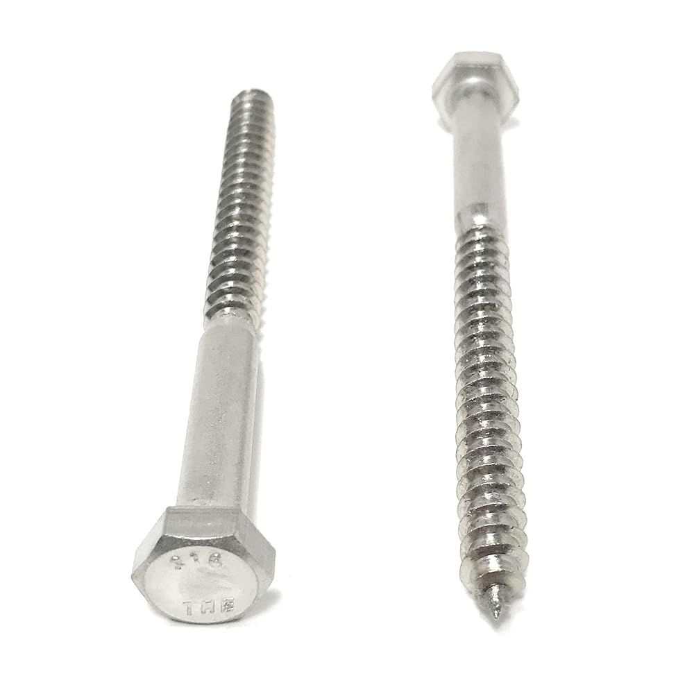 X 4" 316 Stainless Steel Hex Head Lag Bolts Lag Screws Marine Grade (10