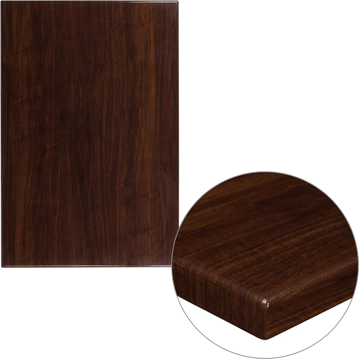 X 45" Rectangular HighGloss Walnut Resin Table Top